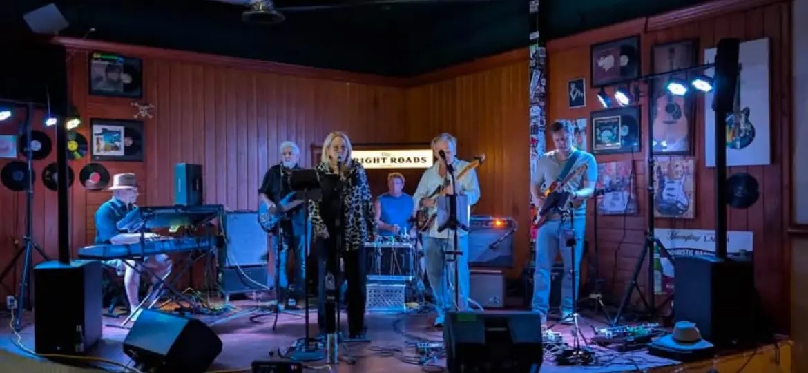 The Bright Roads Band performing live on a club stage